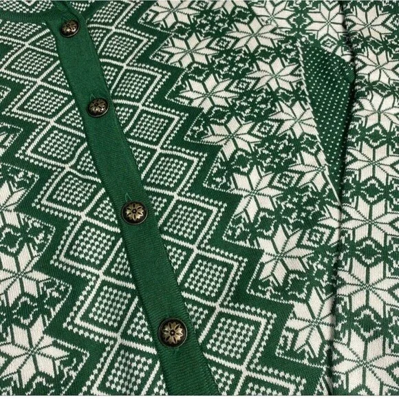 Vitange Appleseeds  green ivory fair isle Nordic button up soft c… - Picture 7 of 11